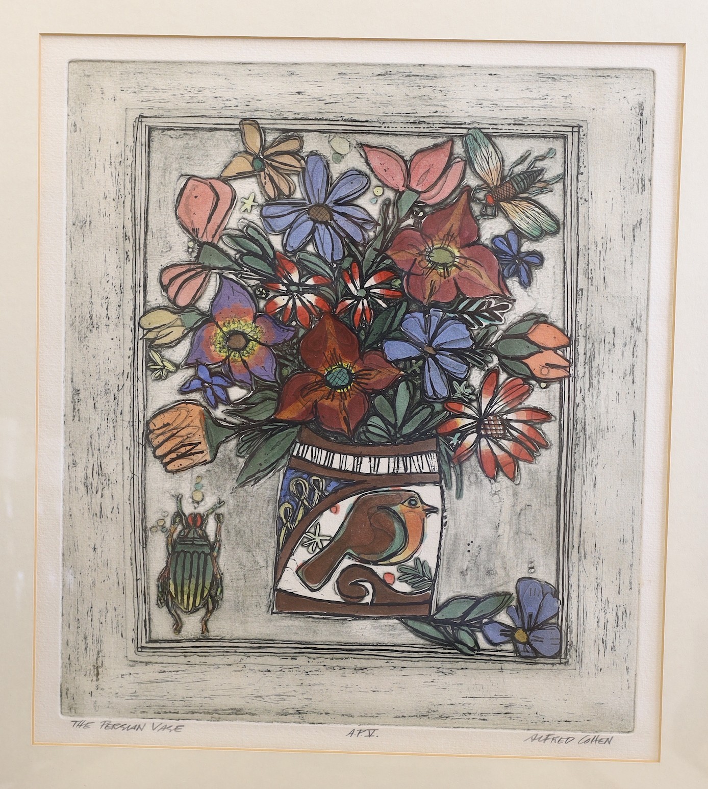 Alfred Cohen (1920-2001), four limited edition prints, 'The Persian Vase', 'Bouquet Chardin', 'Mouche' and 'Wild Flowers', all signed and numbered, largest 42 x 37cm